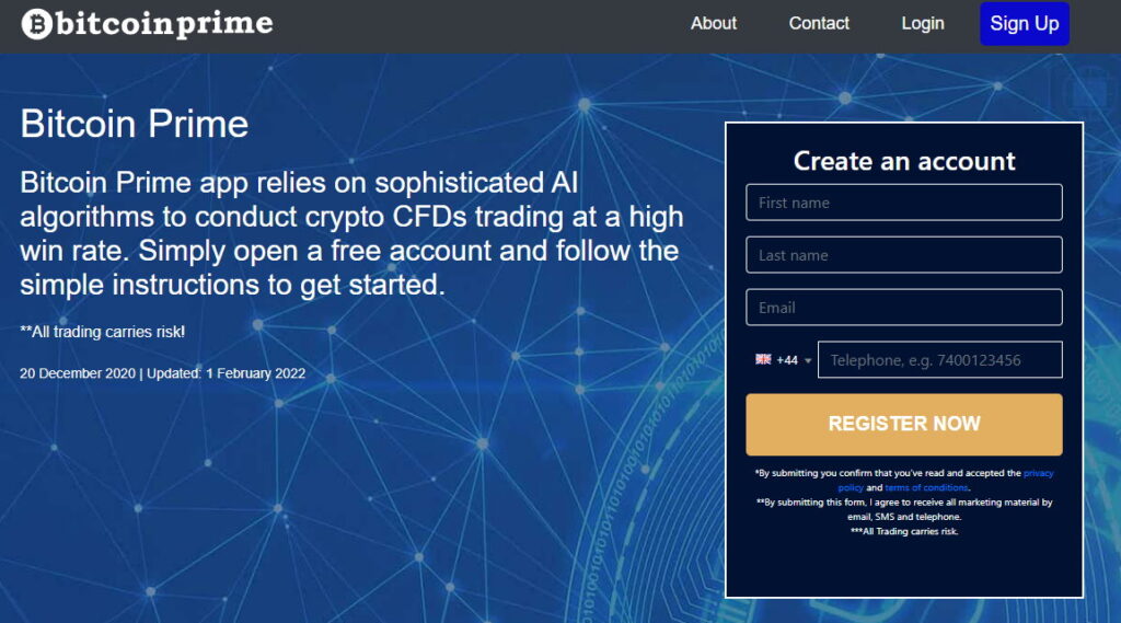 1.Bitcoin Prime – Overall Best Bitcoin Robot for 2023